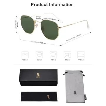 SOJOS Retro Square Hexagonal Sunglasses UV400 Polarized