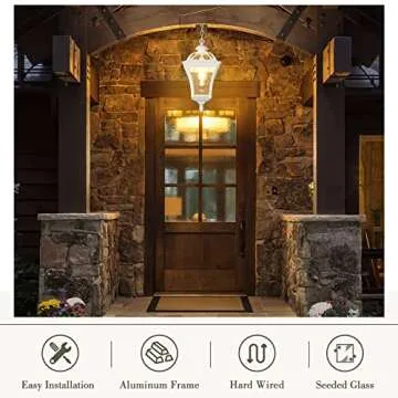 Zeyu Modern Outdoor Hanging Light with Seeded Glass Shade