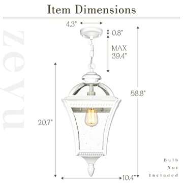 Zeyu Modern Outdoor Hanging Light with Seeded Glass Shade