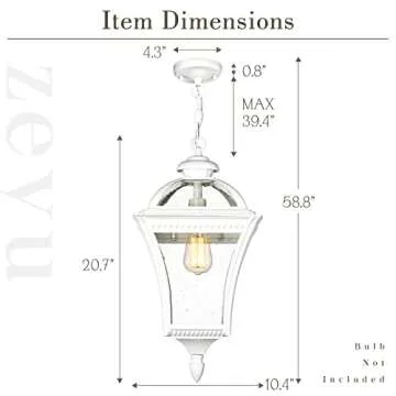 Zeyu Modern Outdoor Hanging Light with Seeded Glass Shade