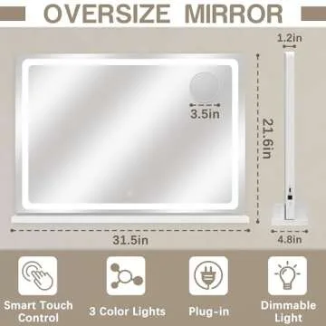 ROLOVE 32x22 LED Vanity Mirror with Dimmable Lighting