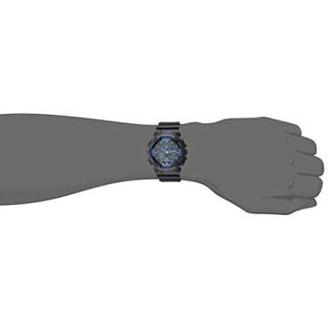 Casio Men's G XL Series Quartz Watch Strap, WR Shock Resistant Resin Color: Black and Blue (Model: GA-100-1A2CR)