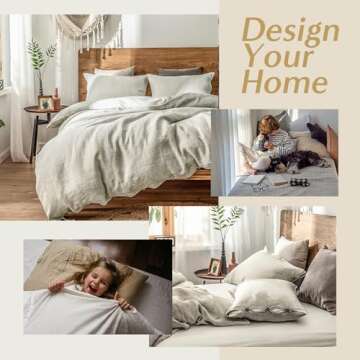 Simple&Opulence 100% Linen Duvet Cover Set, 3 Pieces Belgian Flax Breathable Bedding, 1 Comforter Cover+2 Pillowshams with Coconut Button Closure(King,Linen)
