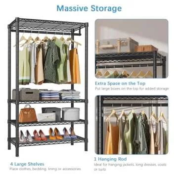 VIPEK V1S Heavy Duty 4-Tier Garment Rack for Clothes