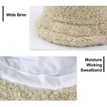 Womens Winter Bucket Hat Vintage Cloche Hats Warm Faux Fur Wool Outdoor Packable Fisherman Cap Beige