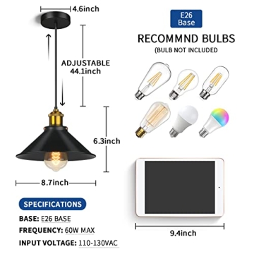 SEABLE Black Industrial Pendant Lights Ideal for Kitchens