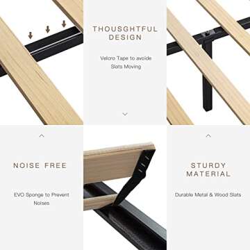 ikalido Full Size Metal Canopy Bed Frame with Headboard