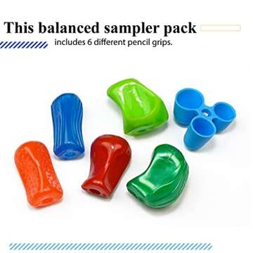 The Pencil Grip Premium Pencil Grips Assortment Pack, Universal Ergonomic Writing Aid For Righties And Lefties, Colorful Grippers, Includes 6 Different Grips, Assorted Colors, 6 Count - PGP-006
