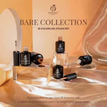 Beetles Gel Nail Polish Set-16 PCS 15ml Pink Nude Neutral Gel Polish Brown Glitter Uv Gel Nail Set Soak Off Nail Polish Daily Nail Design with Glossy Matte Base Top Coat Gifts for Wonen Girls