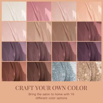 Beetles Gel Nail Polish Set-16 PCS 15ml Pink Nude Neutral Gel Polish Brown Glitter Uv Gel Nail Set Soak Off Nail Polish Daily Nail Design with Glossy Matte Base Top Coat Gifts for Wonen Girls