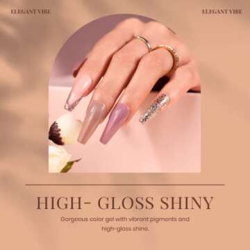 Beetles Gel Nail Polish Set-16 PCS 15ml Pink Nude Neutral Gel Polish Brown Glitter Uv Gel Nail Set Soak Off Nail Polish Daily Nail Design with Glossy Matte Base Top Coat Gifts for Wonen Girls