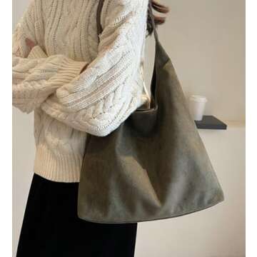 Womens Fashion Shoulder Bags Large Tote Bag Retro Purse Handbag Casual Work Ladies Top Handle Satchel