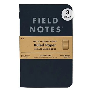 Field Notes 3-Pack Pitch Black Memo Books for Creative Note-Taking