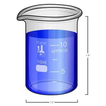 Karter Scientific, 3.3 Boro, Griffin Low Form, Glass Beaker Set - 6 Sizes - 10ml, 50ml, 100ml, 250ml, 500ml, 1000ml