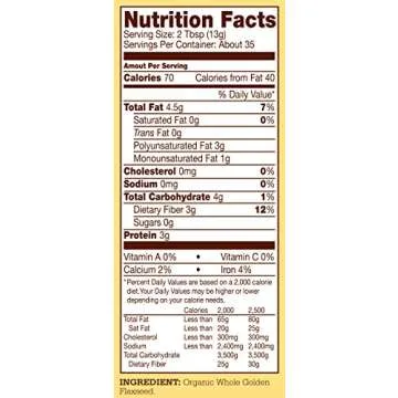 Bob's Red Mill Golden Flaxseed Meal, Organic, Gluten Free, Whole Ground, 16 Ounce