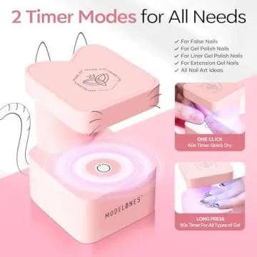 modelones Mini UV Light for Gel Nails, Small Nail Cure Light, Flash Cure Light for Gel x Nails, LED Nail Lamp, Portable USB Nail Light for Fast Curing, Pink