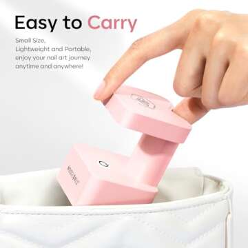 modelones Mini UV Light for Gel Nails, Small Nail Cure Light, Flash Cure Light for Gel x Nails, LED Nail Lamp, Portable USB Nail Light for Fast Curing, Pink