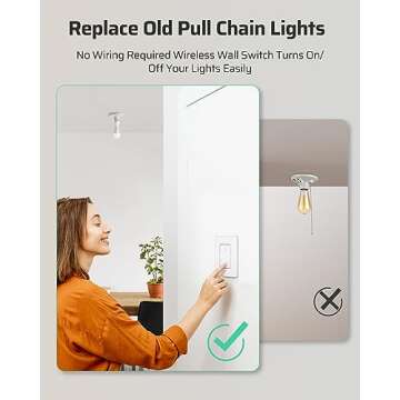DEWENWILS Remote Control Light Bulb Socket, Wireless Light Switch for Pull Chain Light Fixture, Remo...