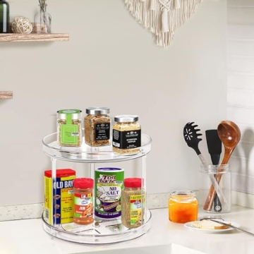 2 Tier Lazy Susan Bathroom Organizer for Clean Spaces