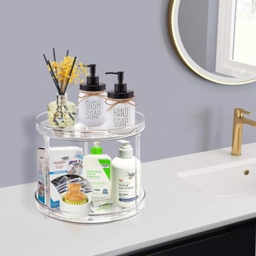 2 Tier Lazy Susan Bathroom Organizer for Clean Spaces