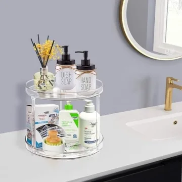2 Tier Lazy Susan Bathroom Organizer for Clean Spaces