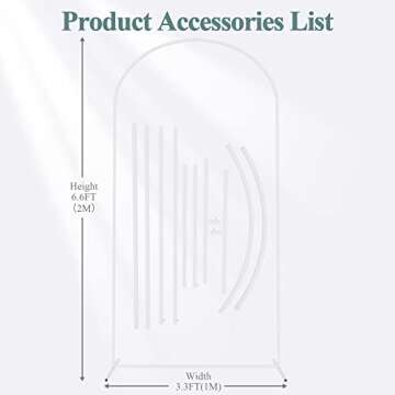 Fomcet 6.6x3.3FT Metal White Wedding Arch Backdrop Stand Balloon Arched Frame for Ceremony Birthday ...