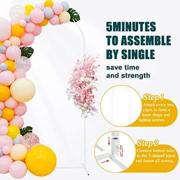 Fomcet 6.6x3.3FT Metal White Wedding Arch Backdrop Stand Balloon Arched Frame for Ceremony Birthday Party Graduation Bridal Baby Shower Anniversary Background Decoration