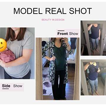 Ekouaer 3 Pack Nursing Tops for Maternity/Breastfeeding/Delivery Shirts Pregnancy Clothes Black+Flecking Grey+Grey M