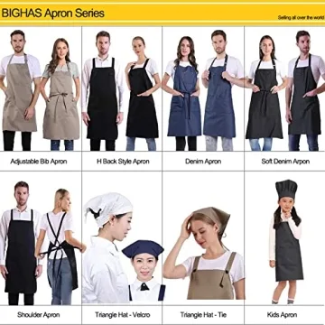 BIGHAS Adjustable Bib Apron - 18 Colors and Extra Long Ties