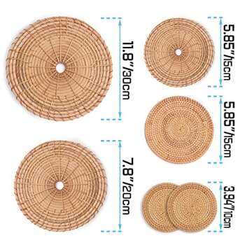 ChicnChill Set of 6 Basket Wall Decor, Boho Wall Baskets, Woven Wall Decor for Living Room Wall Art, Wicker Wall Basket Decor, Wall Basket Decor Boho Flat