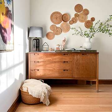 ChicnChill Set of 6 Basket Wall Decor, Boho Wall Baskets, Woven Wall Decor for Living Room Wall Art, Wicker Wall Basket Decor, Wall Basket Decor Boho Flat