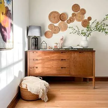 ChicnChill Set of 6 Basket Wall Decor, Boho Wall Baskets, Woven Wall Decor for Living Room Wall Art, Wicker Wall Basket Decor, Wall Basket Decor Boho Flat