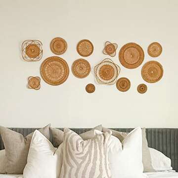 ChicnChill Set of 6 Basket Wall Decor, Boho Wall Baskets, Woven Wall Decor for Living Room Wall Art, Wicker Wall Basket Decor, Wall Basket Decor Boho Flat