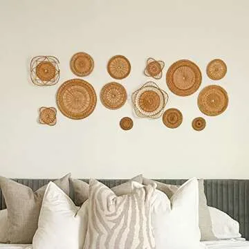 ChicnChill Set of 6 Basket Wall Decor, Boho Wall Baskets, Woven Wall Decor for Living Room Wall Art, Wicker Wall Basket Decor, Wall Basket Decor Boho Flat