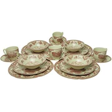 Johnson Brothers Old Britain Castles 20-Piece Dinnerware set, Pink & Cream