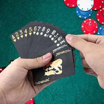 Zayvor 3 Decks Playing Cards Foil Poker Cards Deck of Cards 24K Gold Diamond Foil Poker Cards Waterproof Plastic Cards with Gift Box,Game Tools for Family Game Party- Cool Black, Gold and Rose Gold