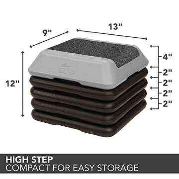 The Step Adjustable High Step Aerobic Platform with 4 Risers, Home Gym Workout Equipment, Fitness St...