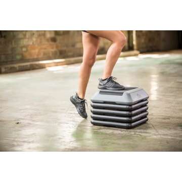 The Step Adjustable High Step Aerobic Platform with 4 Risers, Home Gym Workout Equipment, Fitness Stair Stepper Exercise Platform, Aerobic Exercise Equipment Made in the USA