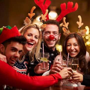 JANYUN Christmas Straws - 30 Reusable Red and White Straws