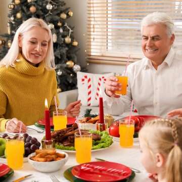 JANYUN Christmas Straws - 30 Reusable Red and White Straws