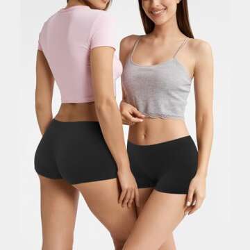 Allxwek Underwear Women Seamless Boxer Shorts Ladies Microfiber Boyshorts Panties 6 Pack 3908 BL S/M 6