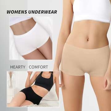 Allxwek Underwear Women Seamless Boxer Shorts Ladies Microfiber Boyshorts Panties 6 Pack 3908 BL S/M 6