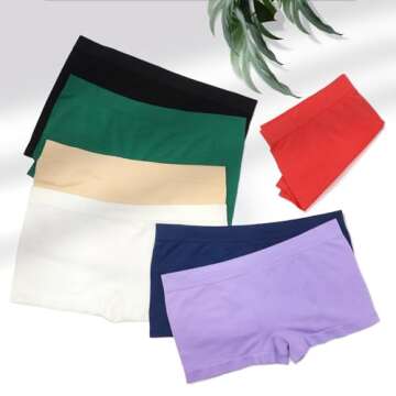 Allxwek Underwear Women Seamless Boxer Shorts Ladies Microfiber Boyshorts Panties 6 Pack 3908 BL S/M 6