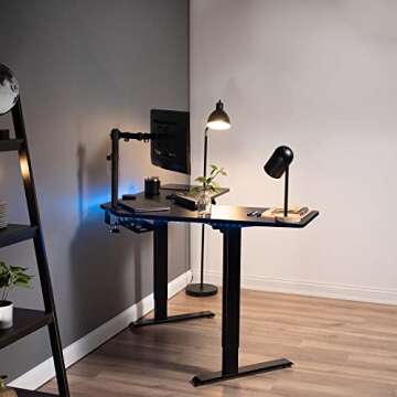 VIVO Manual Height Adjustable 47 x 47 inch Corner Stand Up Desk, 3-Piece Table Top, Simple Hand Crank, Complete Standing Workstation, Black, DESK-M2LCB