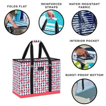 SCOUT 3 Girls Bag - Extra Large Utility Tote Bags For Women With Zipper - Sandproof Beach Tote Bag, ...