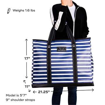 SCOUT 3 Girls Bag - Extra Large Utility Tote Bags For Women With Zipper - Sandproof Beach Tote Bag, Pool Bag, Travel Bag