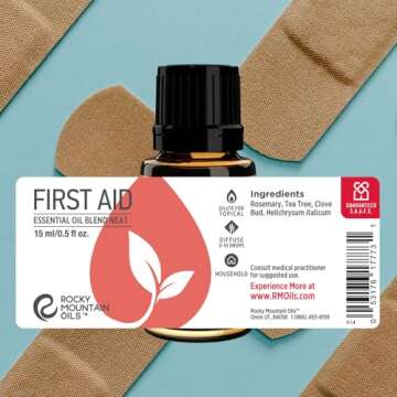 Rocky Mountain Oils - First Aid Essential Oil Blend- 15 ml - Natural Essential Oil - Aromatherapy Oils for Diffuser and Topical - Relaxing Essential Oils