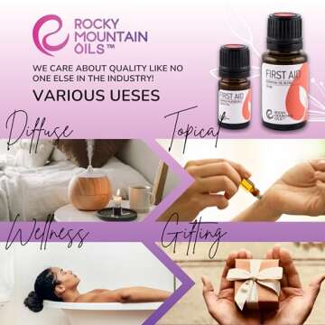Rocky Mountain Oils - First Aid Essential Oil Blend- 15 ml - Natural Essential Oil - Aromatherapy Oils for Diffuser and Topical - Relaxing Essential Oils