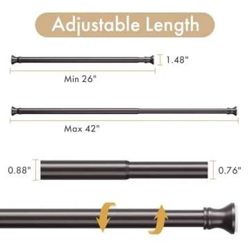 Amazer Spring Tension Shower Curtain Rod, 26-42 Inches Rust-Resistance Tension Curtain Rod Bathroom ...