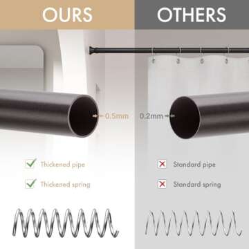 Amazer Spring Tension Shower Curtain Rod, 26-42 Inches Rust-Resistance Tension Curtain Rod Bathroom Rod, Adjustable Shower Curtain Rod No Drill, Bronze